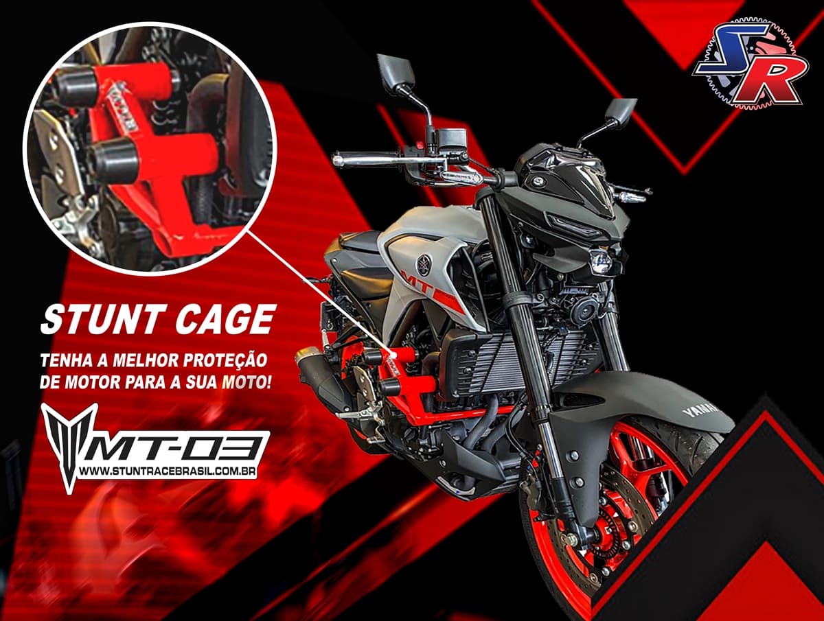 Protetor Stunt Race Mt 03 Stunt Cage Yamaha Mt03 Preto Fosco no