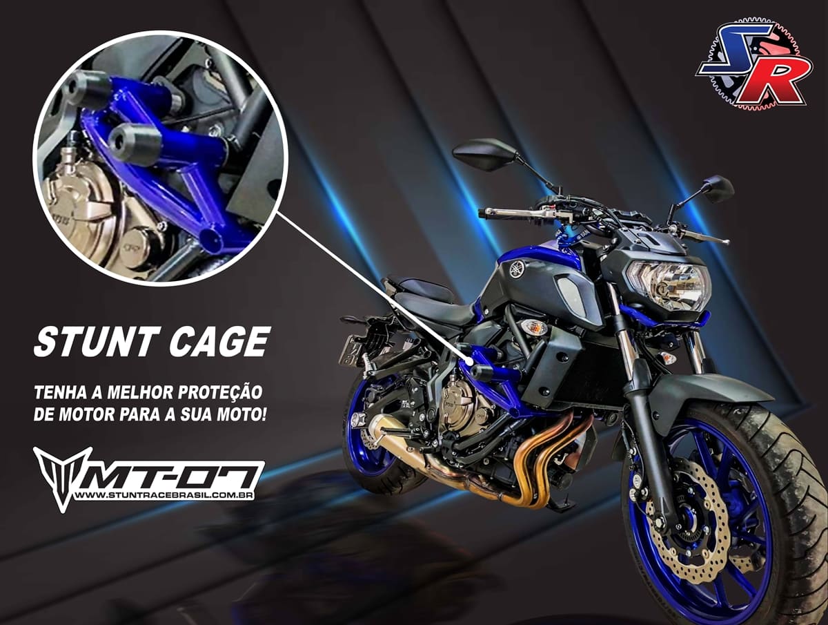 Protetor Motor Mt 03 Mt03 Preto Fosco Stunt Race Stunt Cage