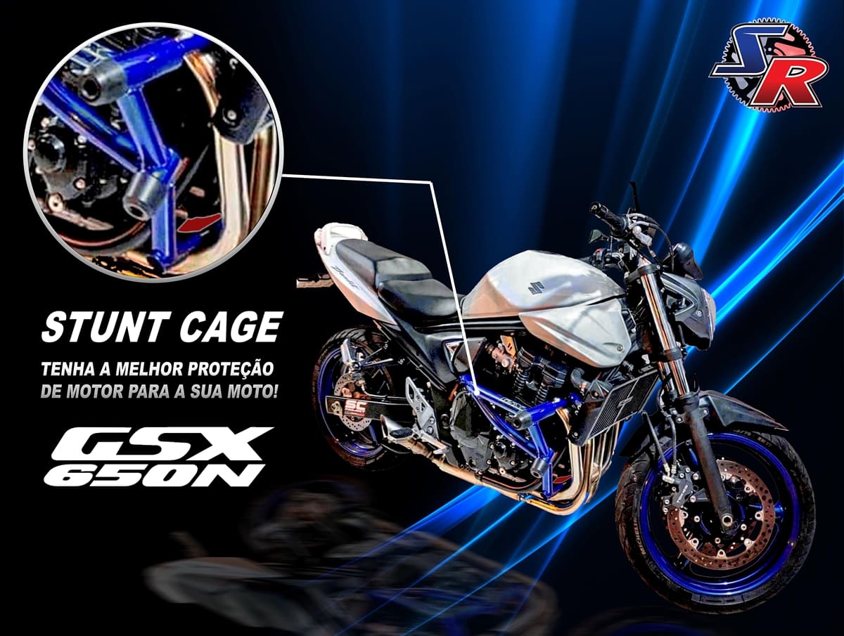 Protetor Motor Mt 03 Mt03 Azul Metálico Stunt Race / Cage