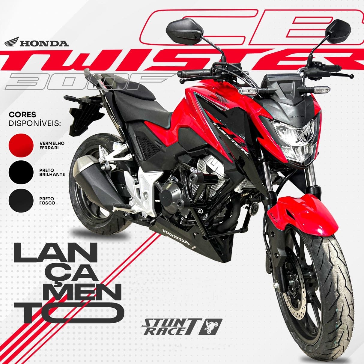 Protetor Stunt CB 300F Twister 2023 Vermelho Bráz Acessórios